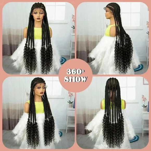 28" Braided full lace wig,  Ghana Weave, long tick Braids, Natural Baby Hair, - Picture 8 of 15